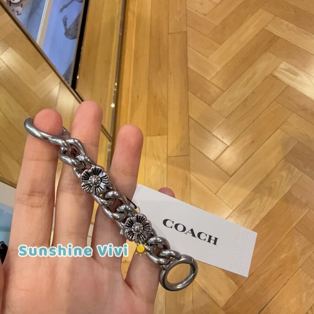 NWT Coach Tea Rose Strap Extender In silver CCI19 With dust bag